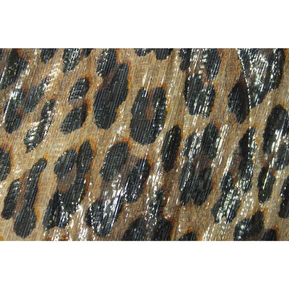 Alice & Olivia Piera Silk Blend Tee In Metallic Spotted Leopard Print XS - Picture 4 of 6